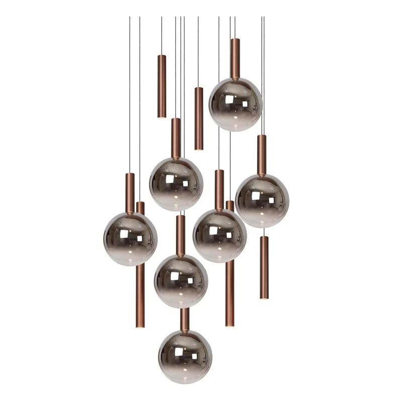 LED-Pendelleuchte Jasmine 12-flammig dimmbar CCT Glas Kupfer 75cm