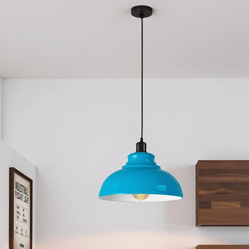 Vintage Pendelleuchte Industriedesign – Blau, Ø 29 cm~2946