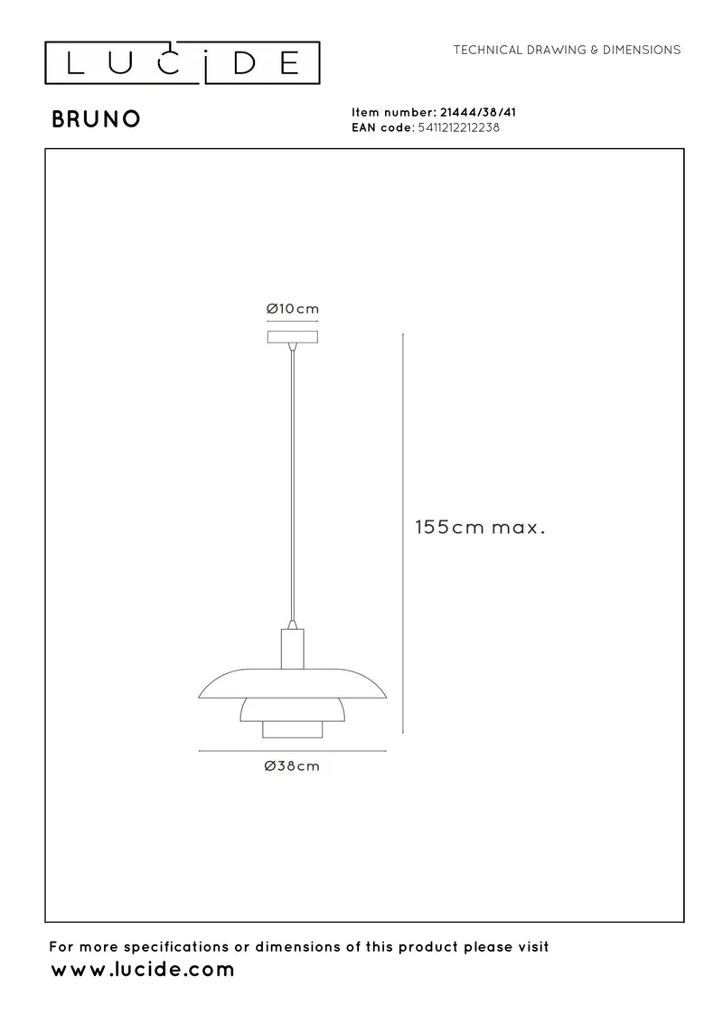 Pendelleuchte Bruno 1-flammig höhenverstellbar Ø38cm