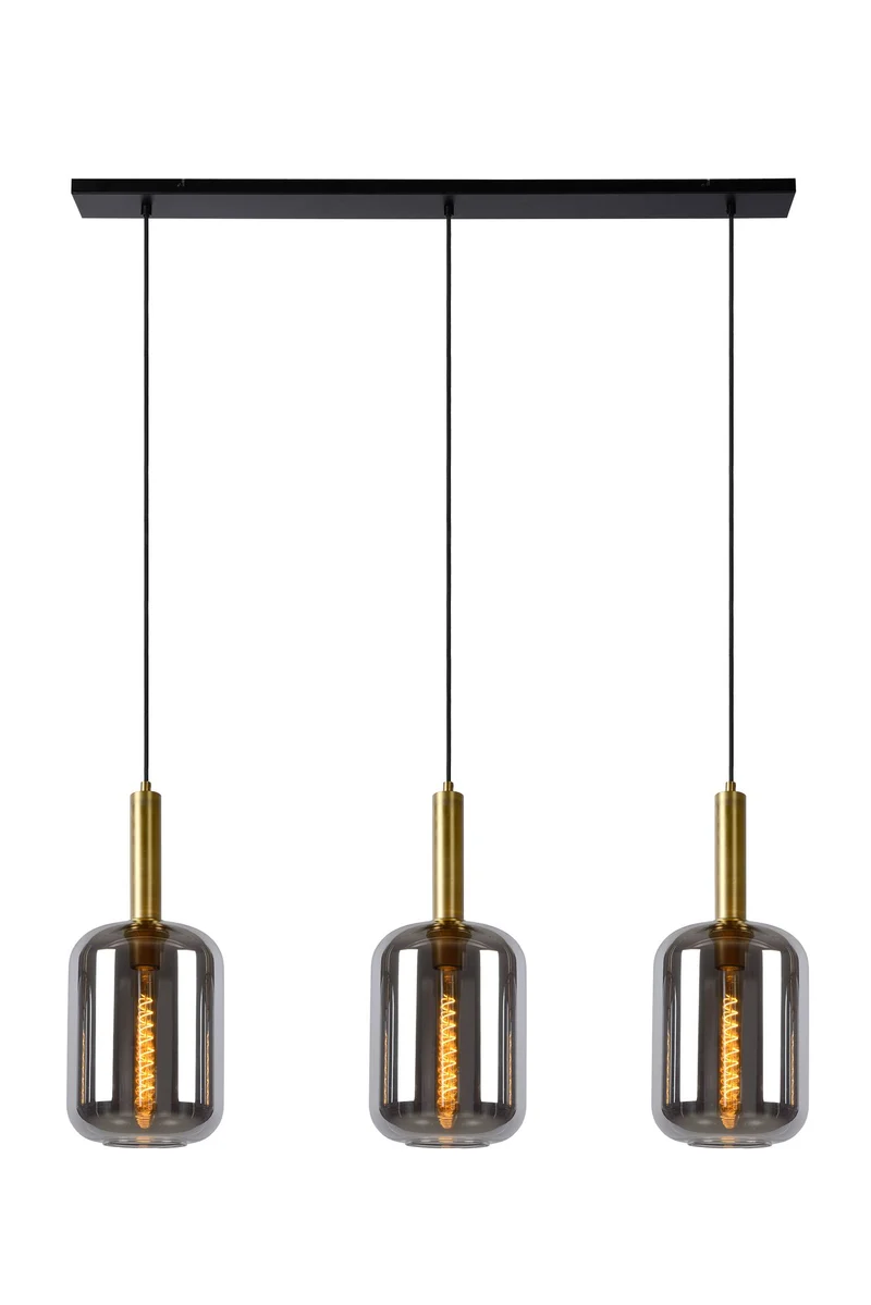 Pendelleuchte Joanet 3-flammig mit Schirm aus Glas