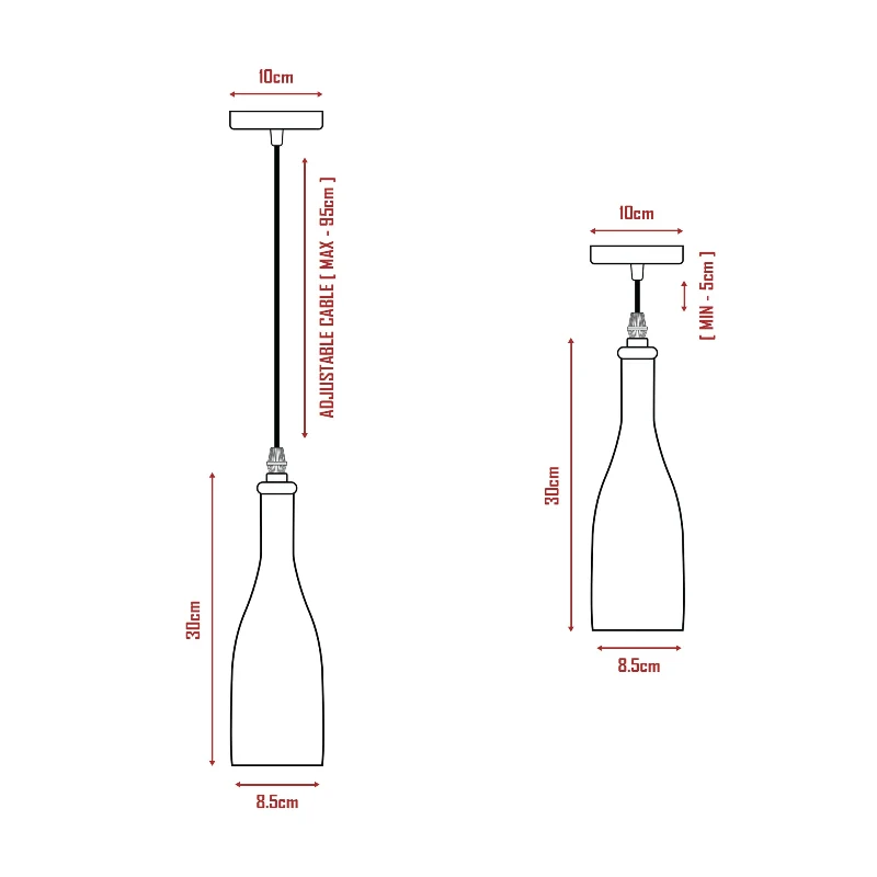 LEDSONE Weinflaschen Pendelleuchte Glas-Hängelampe ~2582
