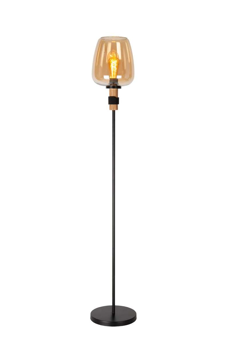 Stehleuchte Ilona mit Glasschirm Amber