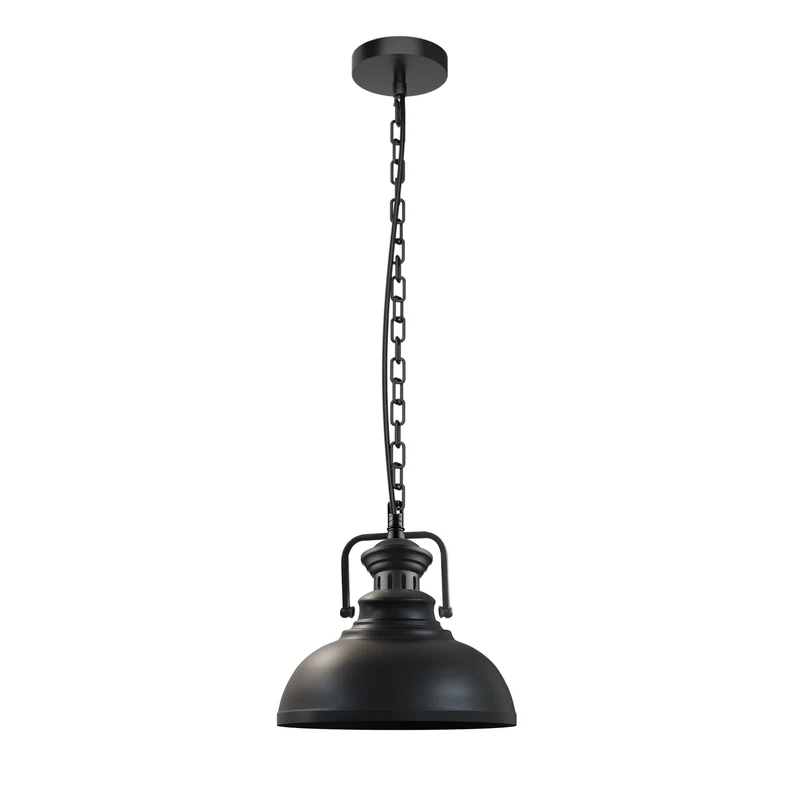 Verstellbare schwarze Vintage Pendelleuchte – E27 Deckenlampe mit weiß beschichtetem Schirm~3044