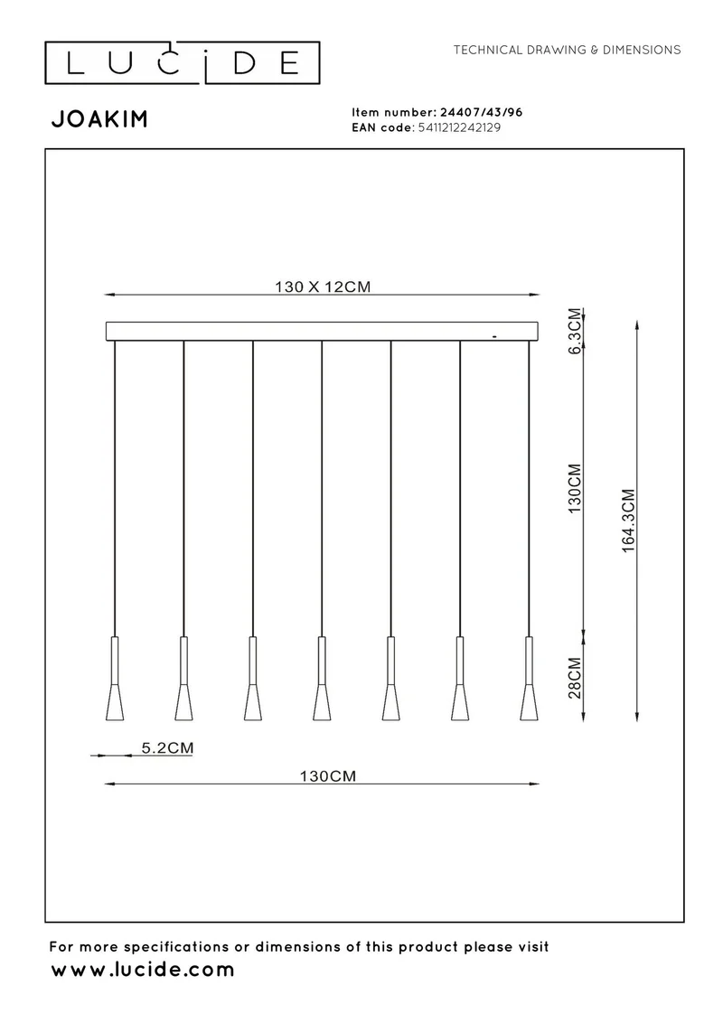 LED-Pendelleuchte Joakim 7-flammig dimmbar CCT höhenverstellbar