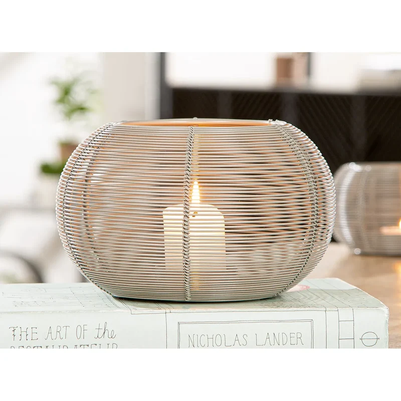 Windlicht – Gestreiftes Muster, Runde Form, 11cm Höhe - Rica | Gilde