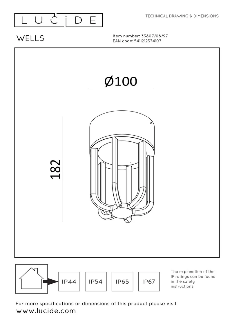 Außen-Deckenleuchte Wells LED IP54 Rostfarben