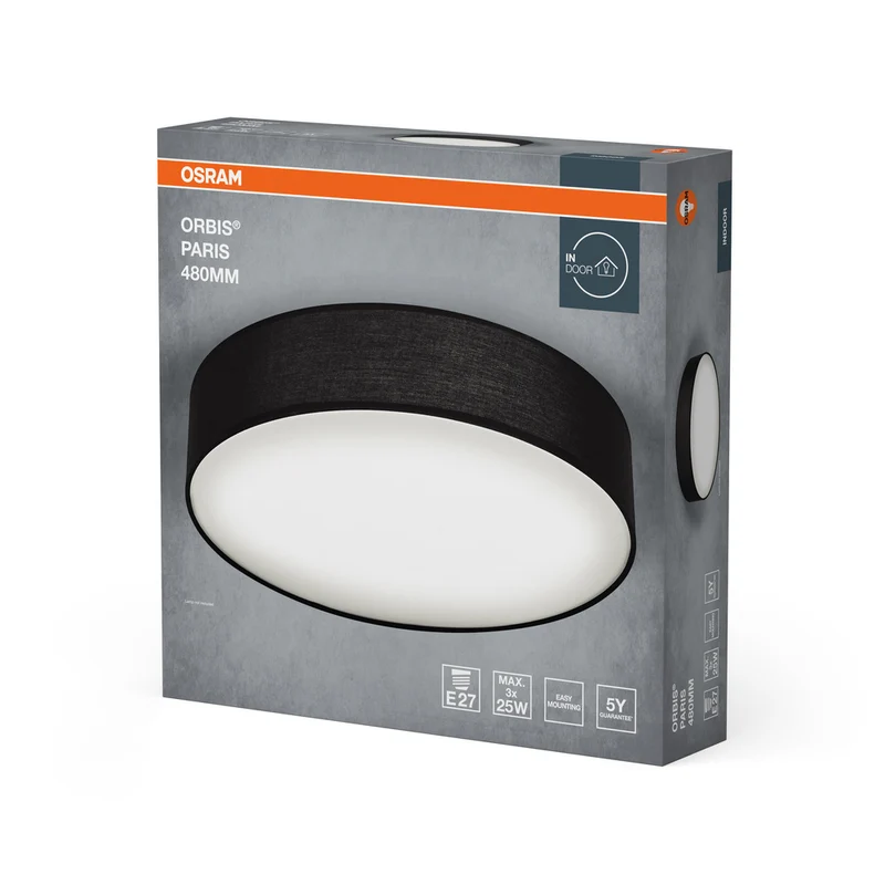 OSRAM ORBIS PARIS Deckenleuchte 480mm, schwarz, 3xE27