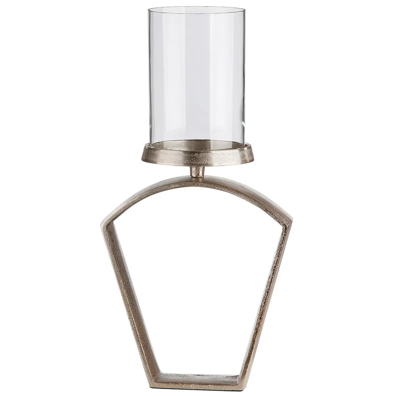 Windlicht – Aluminium Design, Champagnerfarbenes Finish, Schlanke Form - Nostro | Gilde