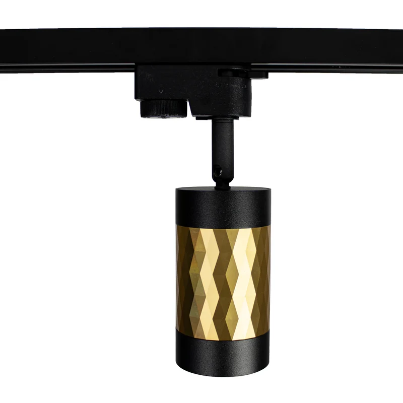LED 1-Phasen-Schienenstrahler mit GU10-Fassung | Schwarz mit Gold