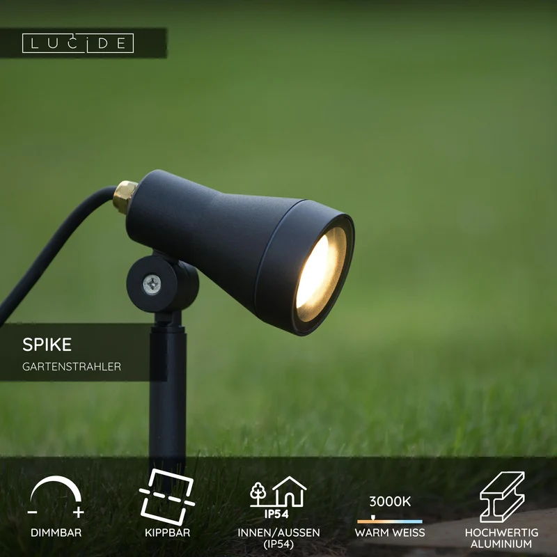 LED-Gartenstrahler Spike dimmbar schwenkbar IP54 Schwarz