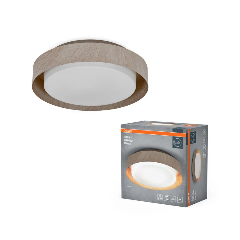 OSRAM ORBIS MADRID Deckenleuchte 290mm, holzfarben, E27