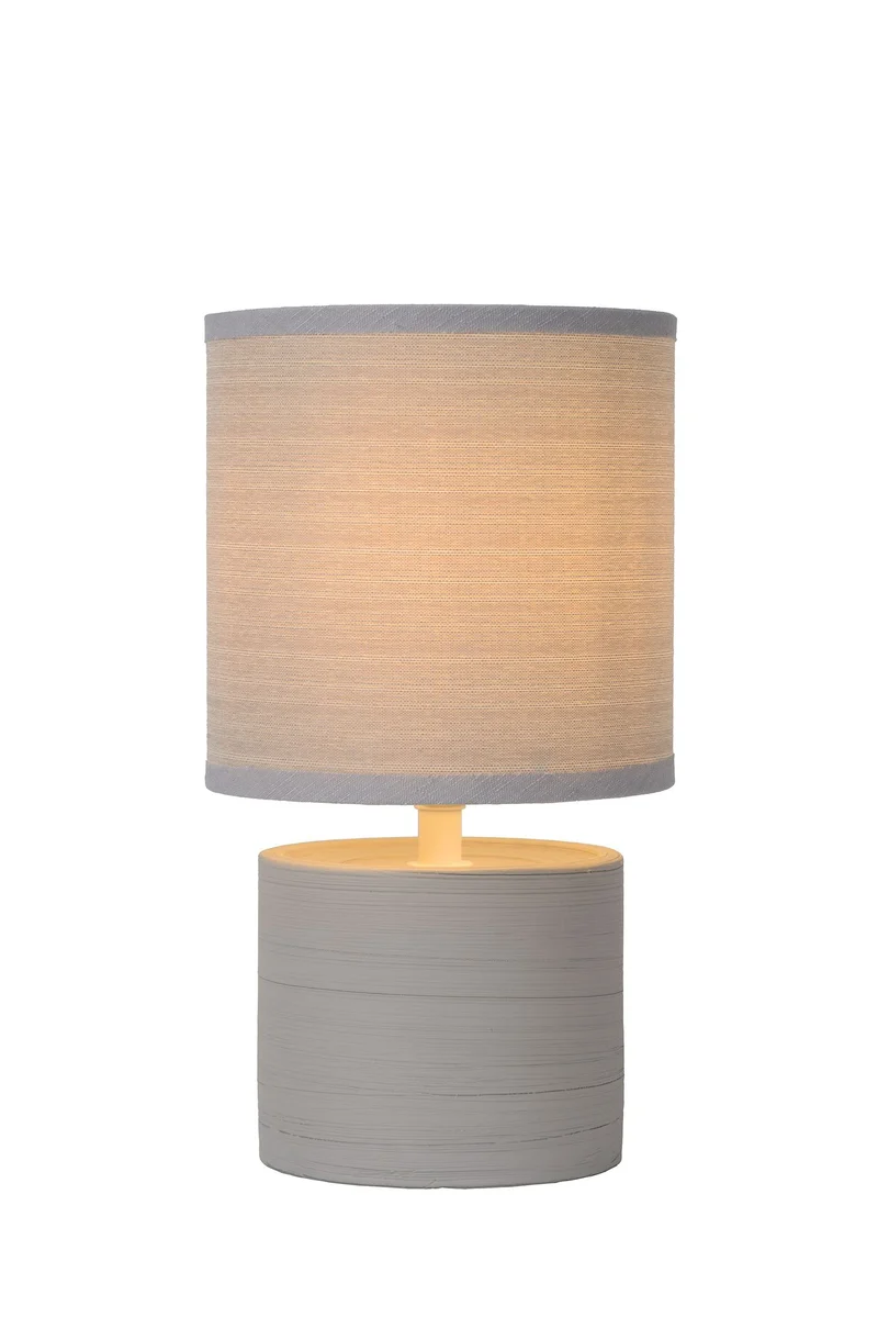 Tischlampe Greasby mit Stoffschirm und Keramikfuß