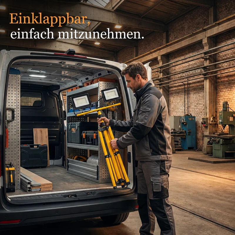 Doppelte LED-Baulampe auf Stativ | IP65 | 2x30W | 5500K – Tageslichtweiß