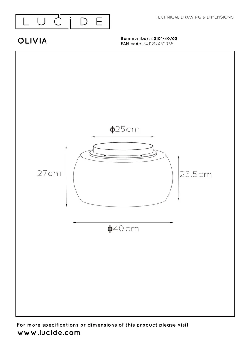 Deckenleuchte Olivia 3-flammig Rauchgrau Ø 40cm