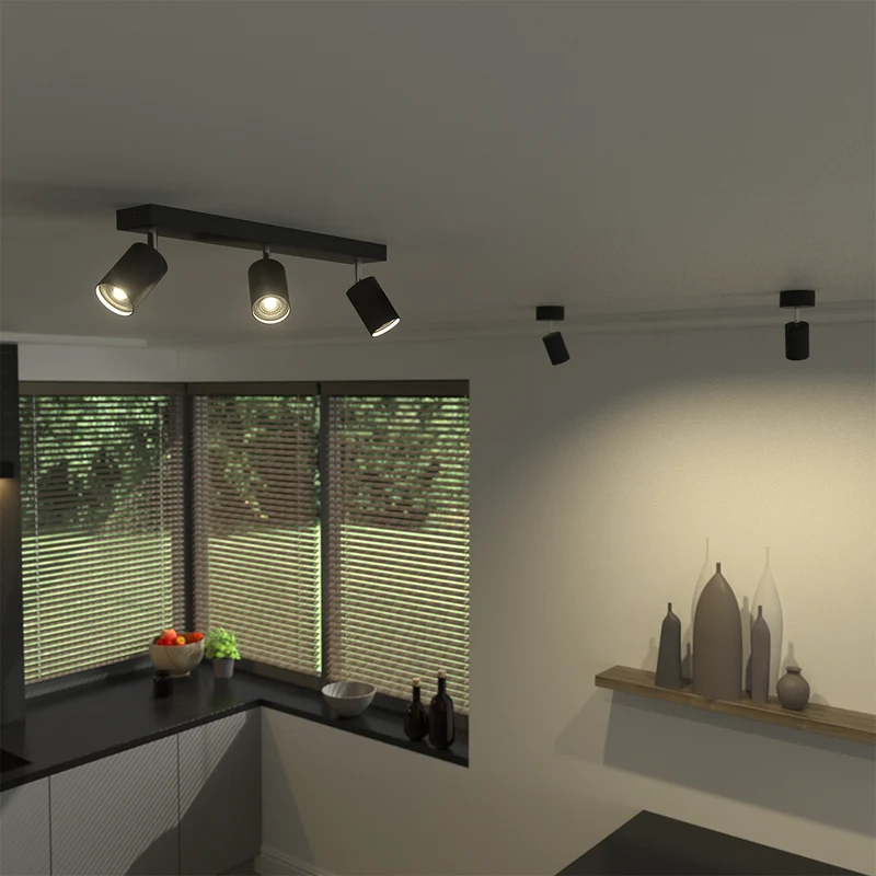 LED-Deckenaufbauspot | 3-Licht | schwarz | 3 x GU10-Fassung