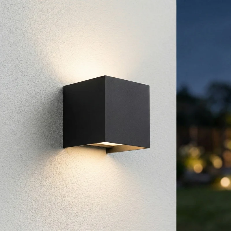 LED-Würfel-Wandleuchte | Dimmbar | IP44 | G9-Fassung | Schwarz