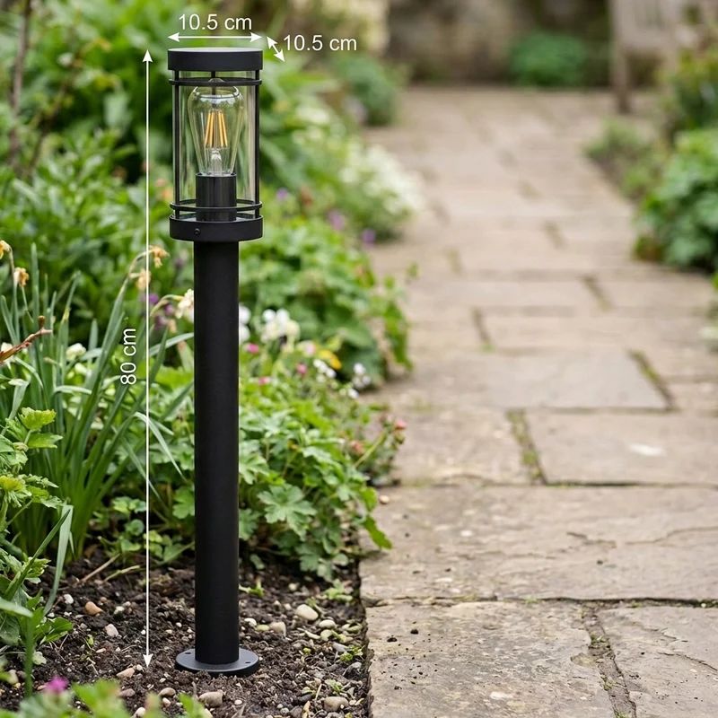 LED-Gartenpfosten - Sockel - Stehende Außenleuchte | 80cm | Schwarz | IP44 – HOEDY