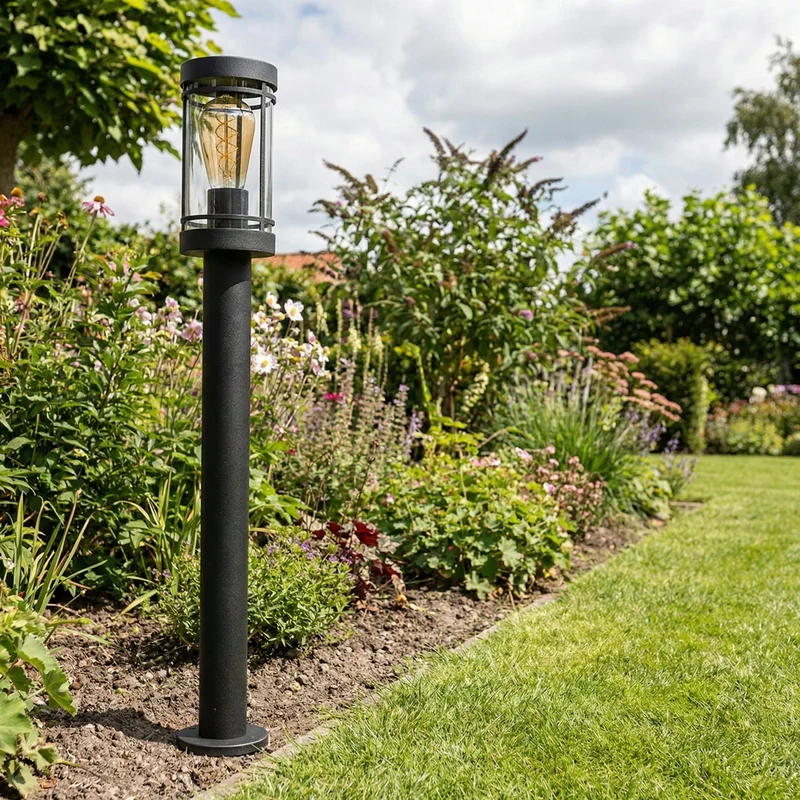 LED-Gartenpfosten - Sockel - Stehende Außenleuchte | 80cm | Schwarz | IP44 – HOEDY