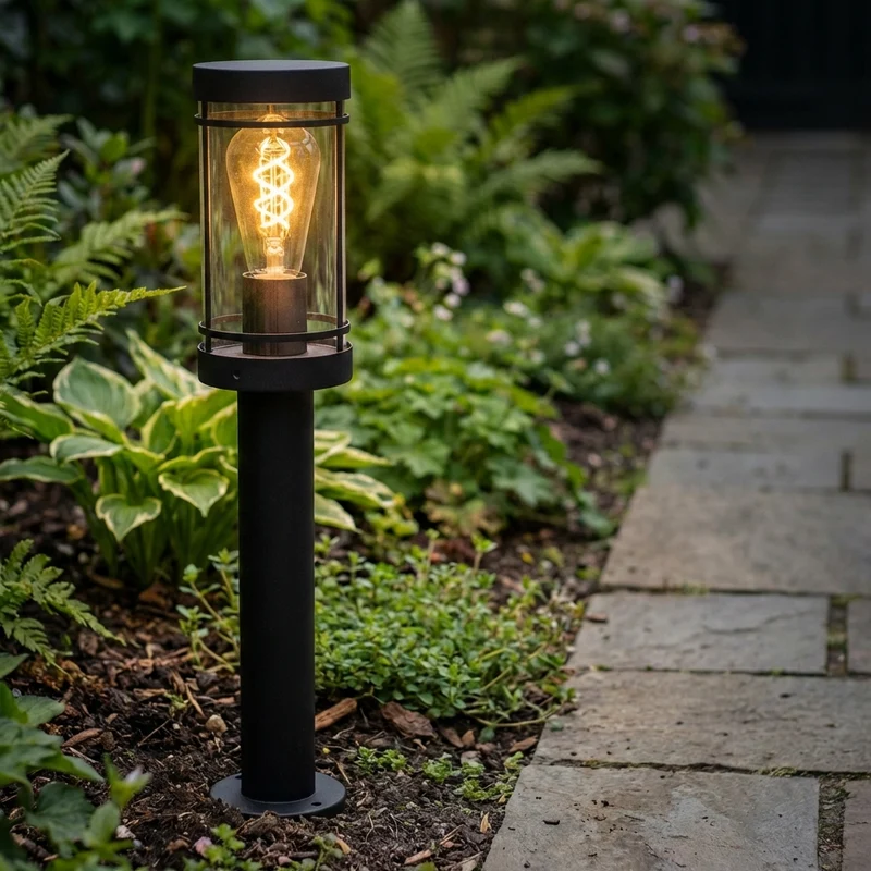 LED-Gartenpfosten - Sockel - Stehende Außenleuchte | 50cm | Schwarz | IP44 – HOEDY