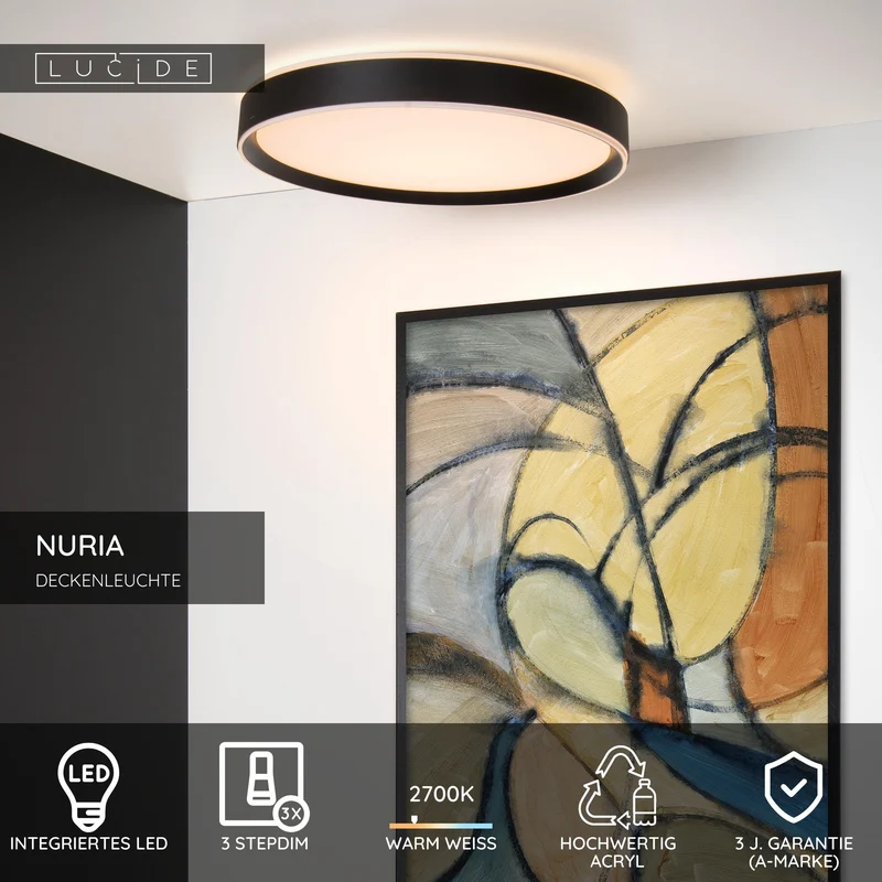 LED-Deckenleuchte Nuria mit Stufendimmer Ø 50cm