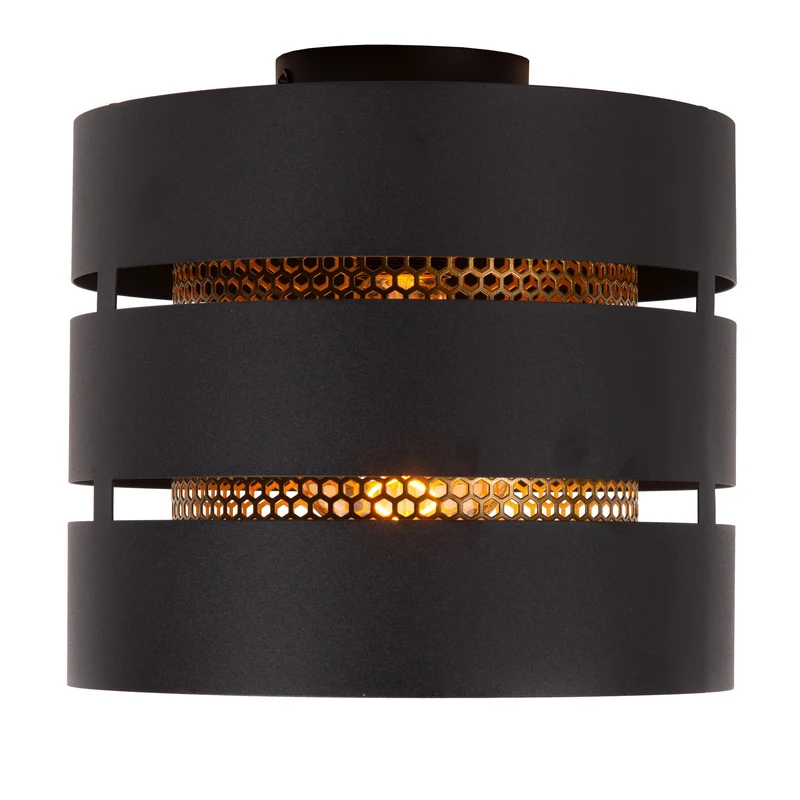 Deckenleuchte Rosas 1-flammig Trommelform Ø26cm Schwarz
