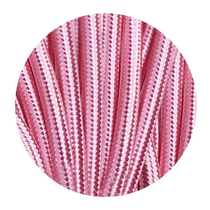 Textiles 3-adriges Lampenkabel rund glänzend rosa-2774