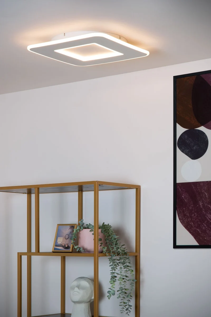 LED-Deckenleuchte Axelle 3-Stufen dimmbar quadratisch Warmweiß Weiß 39,4cm