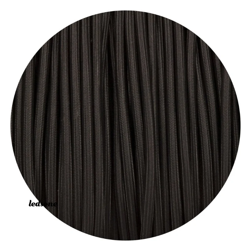 Vintage Textilkabel 3 Adriges Rundes schwarz Flex kabel~1126