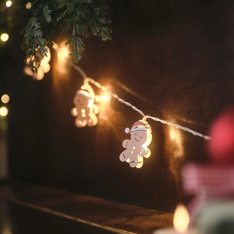 10er LED-Lichterkette mit Lebkuchenmännchen