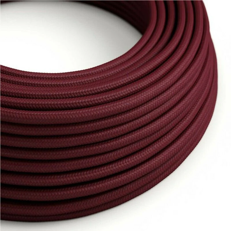 Stromkabel-Farben- kabel 2-adrig Burgund Rot Stoffkabel~2666