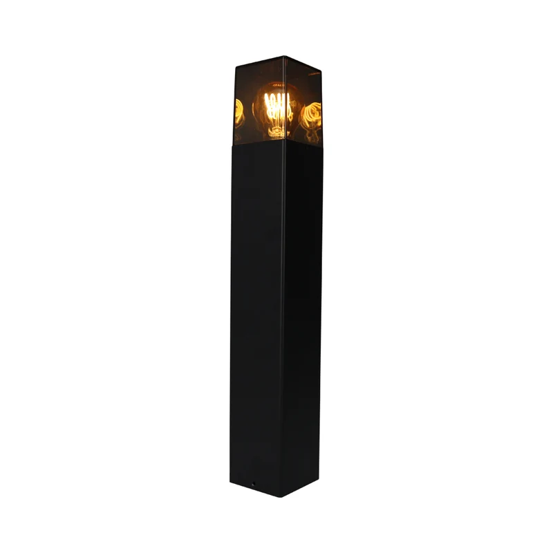 LED Garden Post - Stehende Außenleuchte mit Rauchglas | 50cm | Schwarz | IP54 – Denver