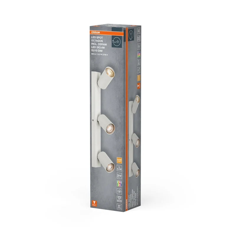 OSRAM LED SPOT OCTAGON Deckenleuchte 3 x 3,4W, GU10, 690lm, weiß
