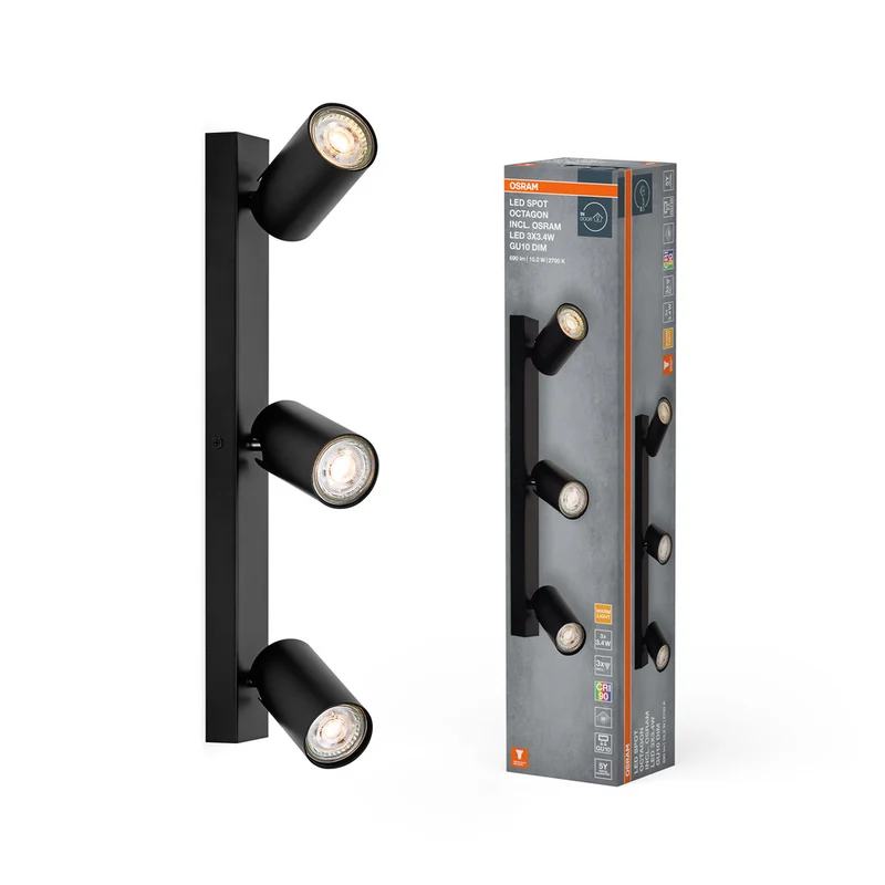 OSRAM LED SPOT OCTAGON Deckenleuchte 3 x 3,4W, GU10, 690lm, schwarz