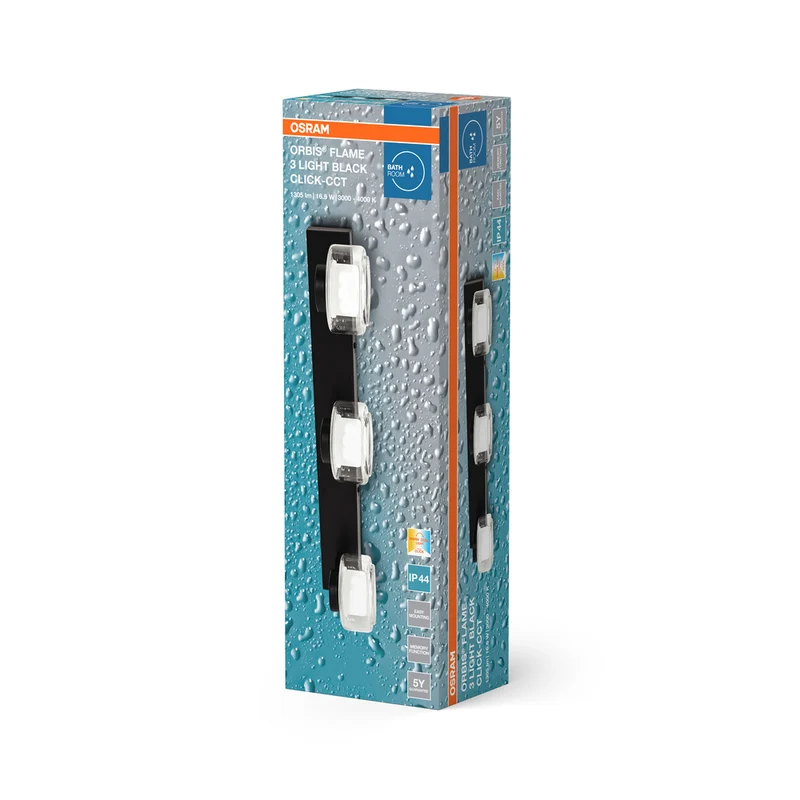 OSRAM ORBIS Flame Badezimmer Wandleuchte 16.5W Click CCT IP44 schwarz