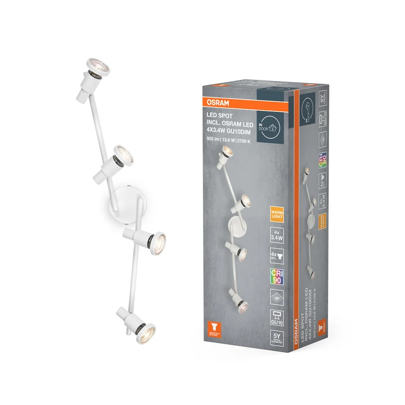 OSRAM LED SPOT GU10 Deckenleuchte 4 x 3,4W, 920lm, weiß