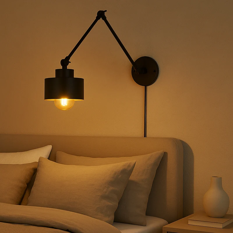 Moderne Wandleuchte | Mit Arm verstellbar | LED 1 x E27 | Schwarz