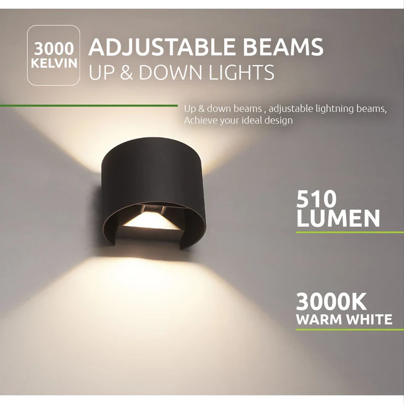 LED-Wandleuchte | Rund | Schwarz | 6 Watt | 3000K (Warmweiß)