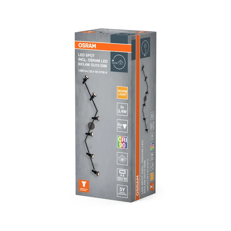 OSRAM LED SPOT GU10 Deckenleuchte 6 x 3,4W, 1380lm, schwarz