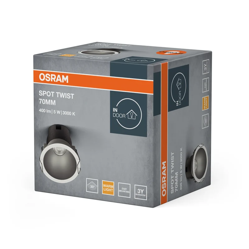 OSRAM SPOT TWIST Ø 70mm Downlight, silber, 5W, 400lm, 830 WT