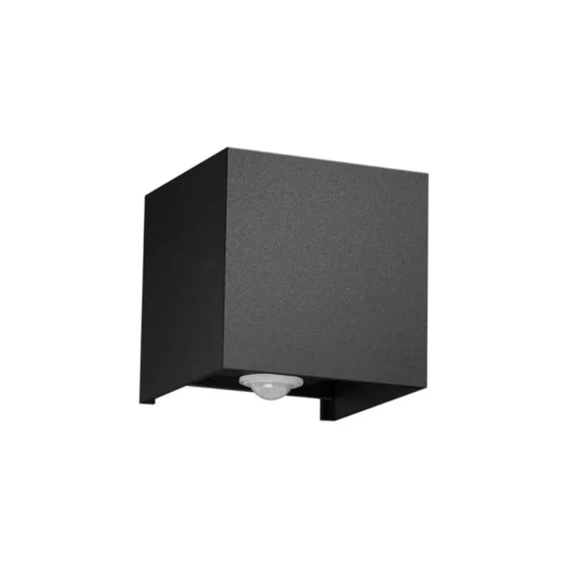 LED Wandleuchte mit Bewegungsmelder 10cm Alu Cube Außen 10W~2569