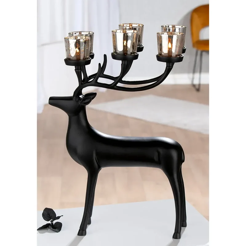 Windlicht – Mattes Aluminium, Vernickelte Oberfläche, Hirsch Silhouette - Ciervo | Gilde