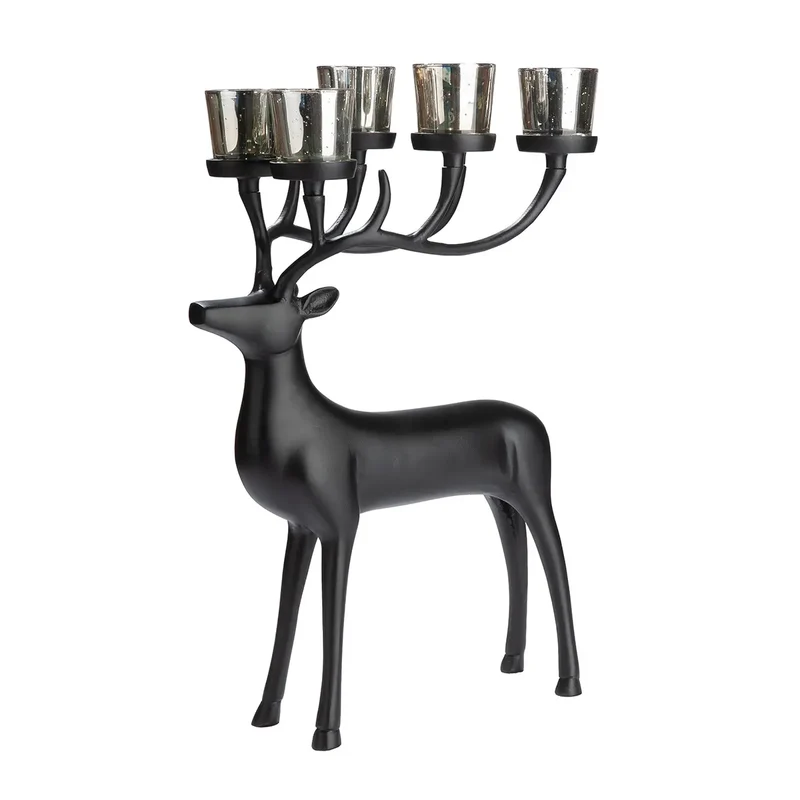 Windlicht – Mattes Aluminium, Vernickelte Oberfläche, Hirsch Silhouette - Ciervo | Gilde