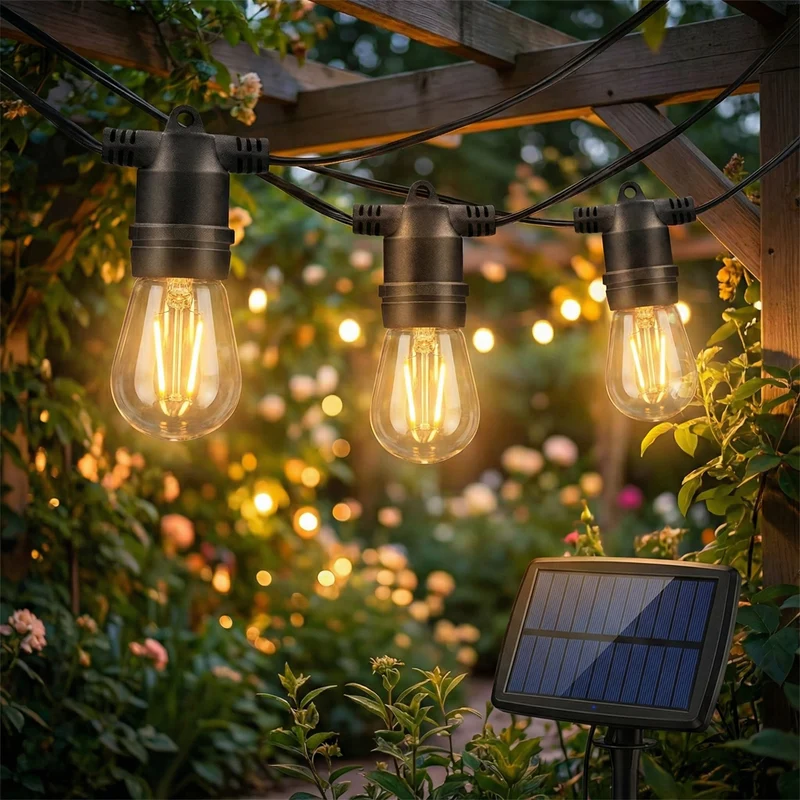 Solar-Lichterkette – Pin-Kabel | 10 Meter | 10 LEDs | Warmes Licht