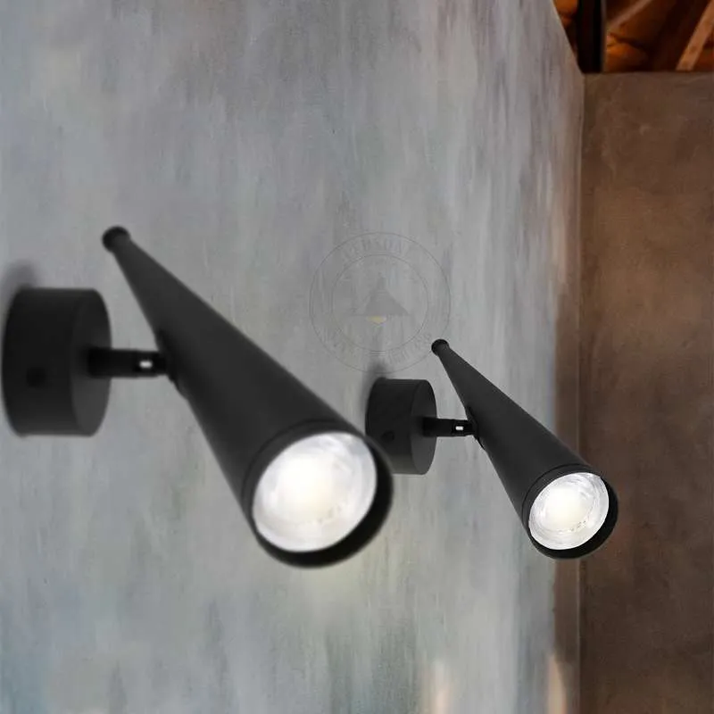 Schwarze LED Wandleuchte mit Kegel-Schirm Modernes Design~2623