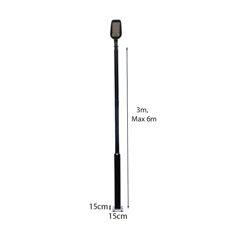 Schwarzer Lichtmast - Ø60mm | 3 Meter | Max. 6 Meter
