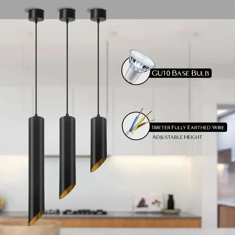Ledsone Zylinder Pendelleuchte Schwarz-Gold GU10 ~2613