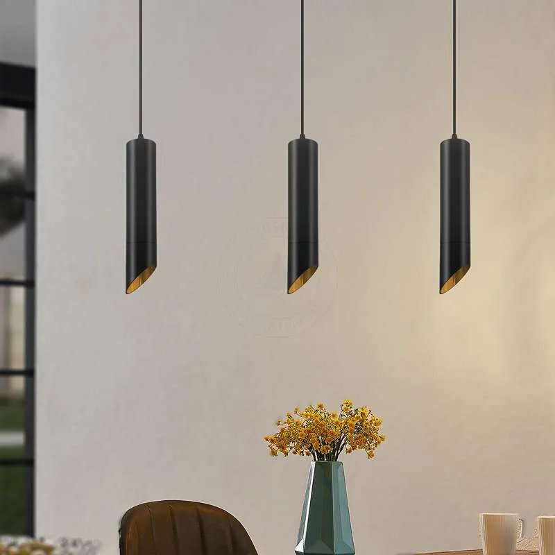 Ledsone Zylinder Pendelleuchte Schwarz-Gold GU10 ~2613