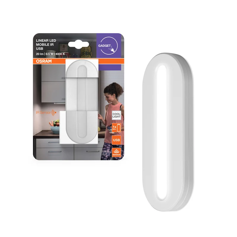 OSRAM Linear LED Mobile Batterie USB Unterbauleuchte mit Sensor 0,5W / 4000K Kaltweiß