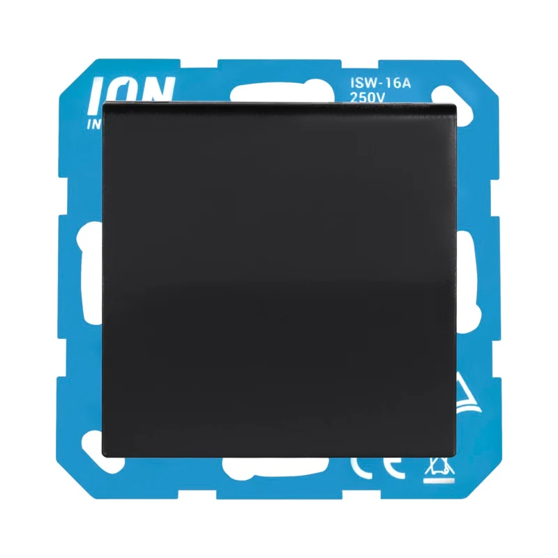 ION | Wandsteckdose RA | mit Klappdeckel IP44 | Mattschwarz -E1-Serie