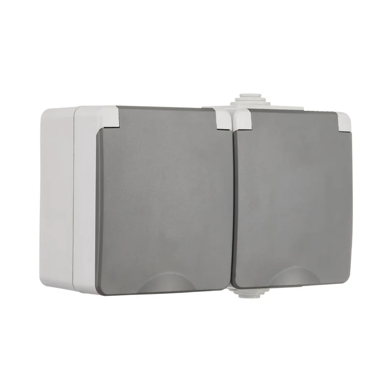 Aufputz-Wandsteckdose 2-fach | IP55 – Grau